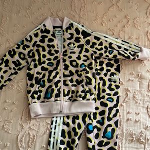 Adidas Girls Pink Leopard Print Track Suit
